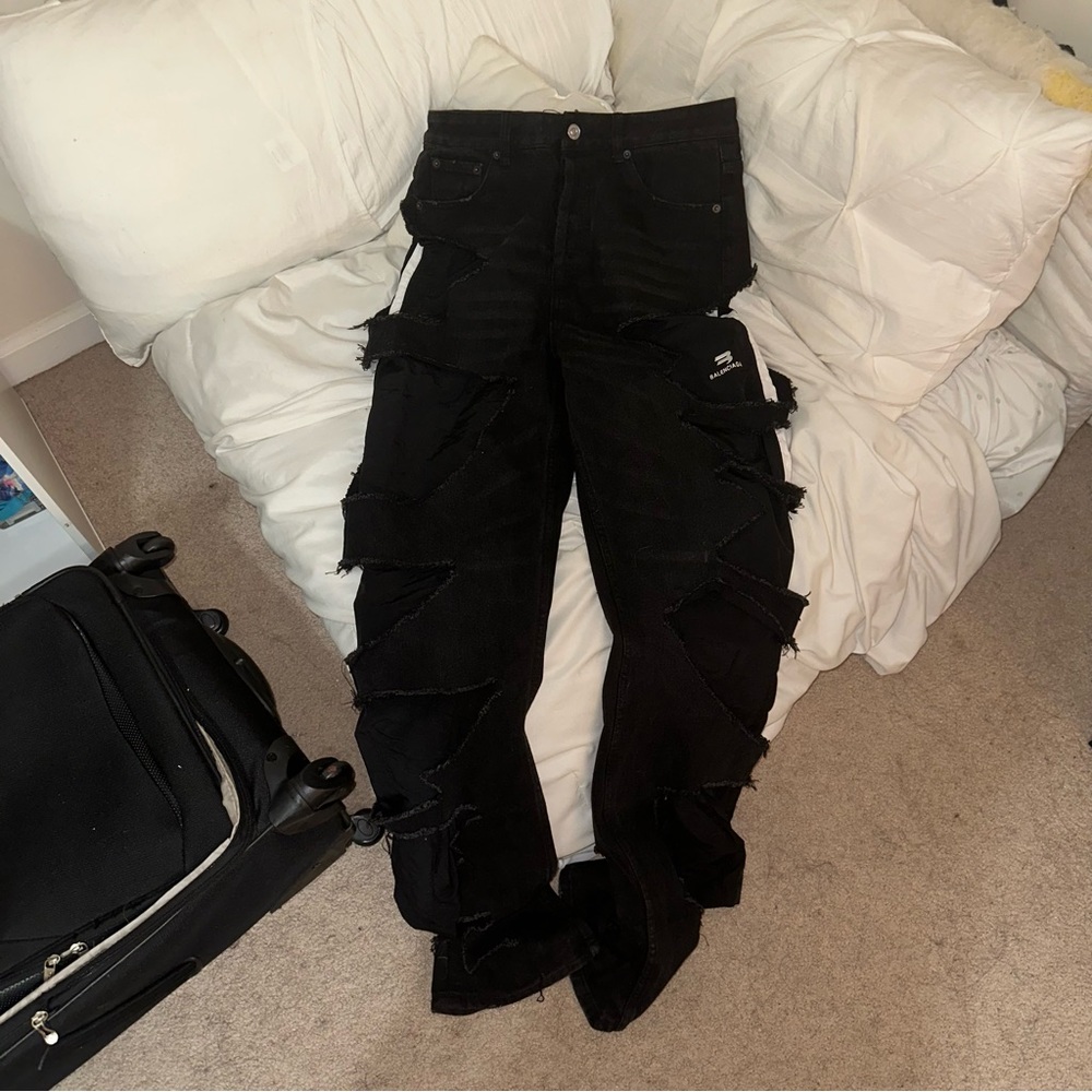 balenciaga slashed denim